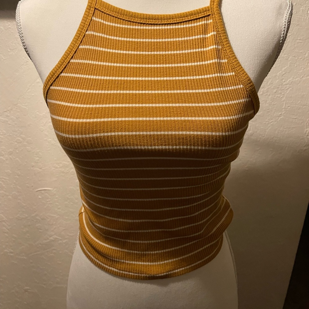 Striped Mustard Halter Top